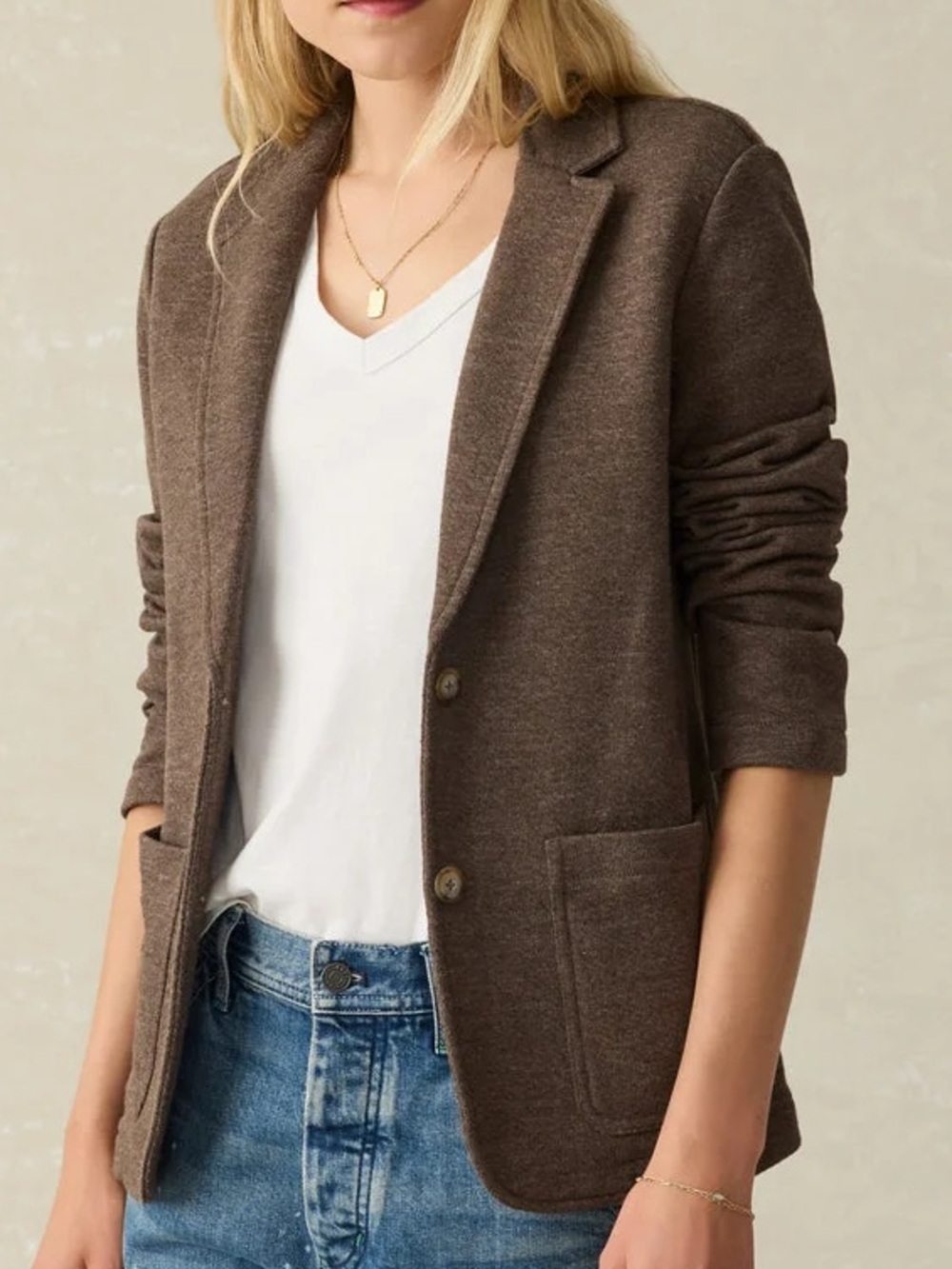 Faherty Inlet Brown Knit Blazer Jacket XS